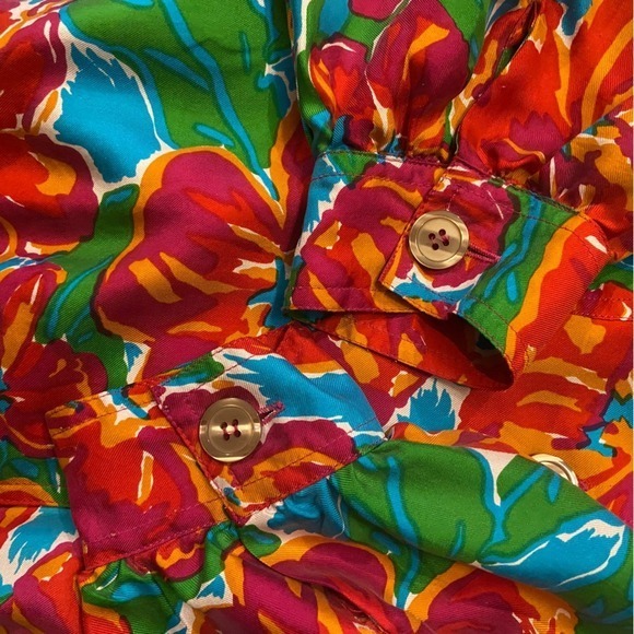 Vintage 80s Lord & Taylor Silk Floral Set Cropped Jacket Resort M/L - Picture 15 of 16